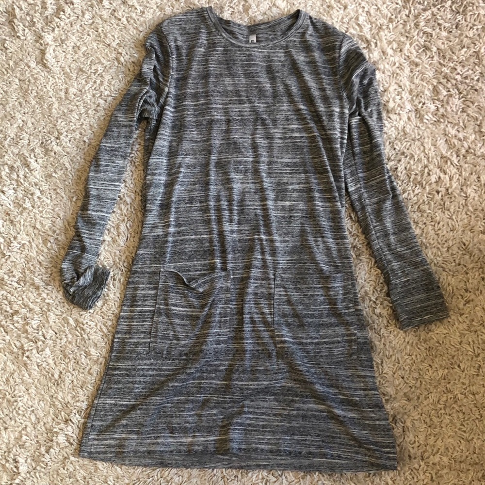 Fabletics gray long sleeve tshirt dress, M
